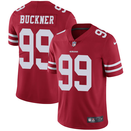 Nike 49ers #99 DeForest Buckner Red Team Color Youth Stitched NFL Vapor Untouchable Limited Jersey - Click Image to Close